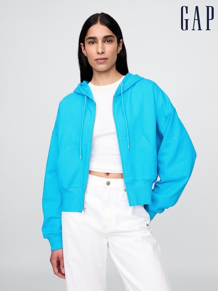Gap Blue Heavyweight French Terry Oversized Zip Wedge Hoodie (H18042) | £60