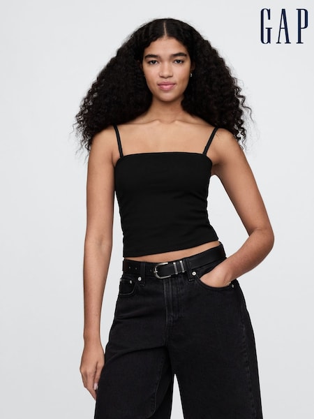 Gap Black CloseKnit Cropped Tube Top with Removable Straps (H18063) | £18