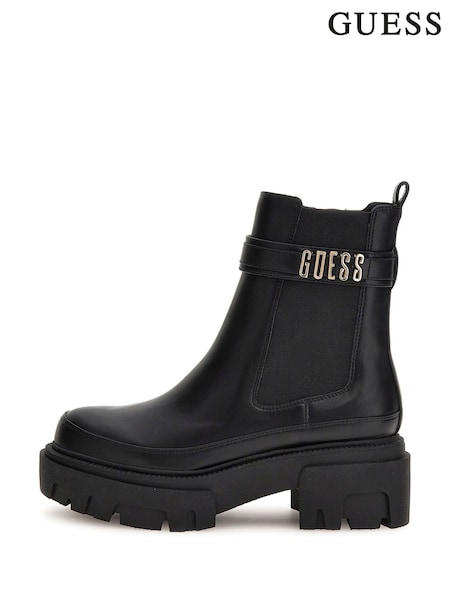 Guess Yelma Metal Logo Chelsea Black Boots (H18100) | £145