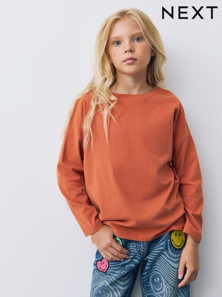 Rust Brown Long Sleeve Top (3-16yrs) (H18150) | £5 - £8