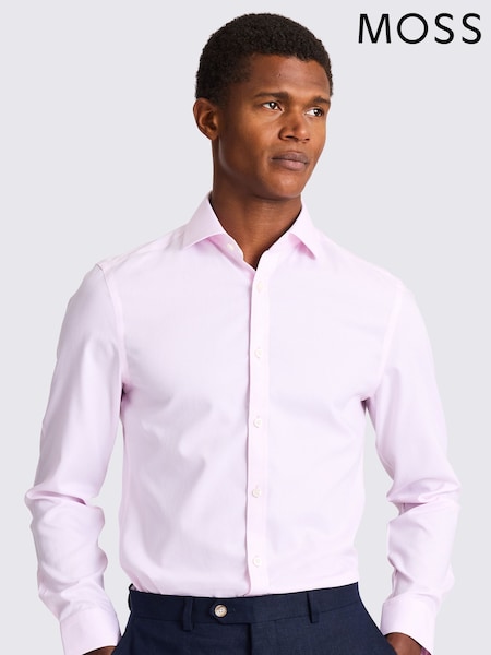 MOSS Pink Slim Fit Royal Oxford Non Iron Shirt (H18235) | £50