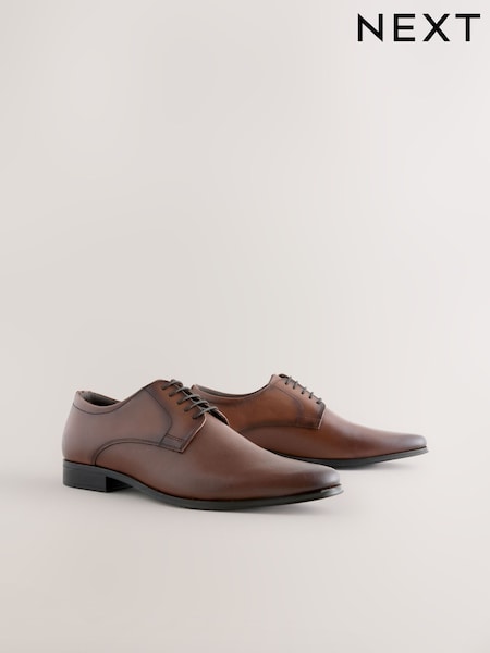 Tan Brown Embossed Derby Shoes (H18298) | £42