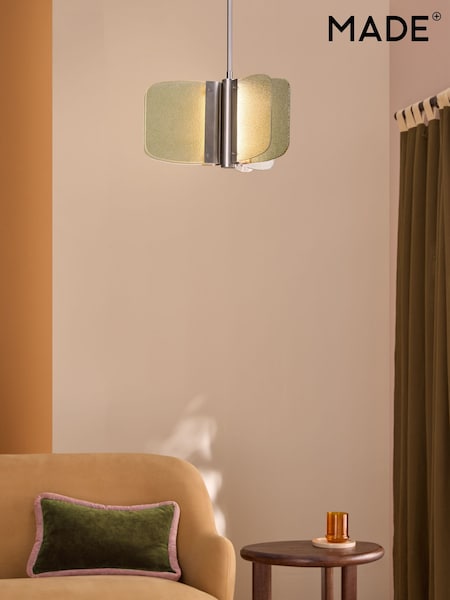 MADE.COM Silver/Green Sacha Pendant Light (H18370) | £159