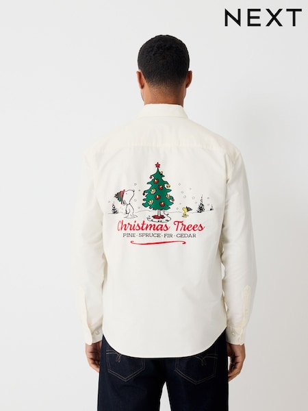 Ecru Snoopy Christmas Printed Long Sleeve Shirt (H18391) | £40