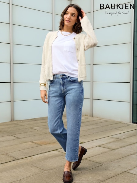 Baukjen Blue Nola Stretch Crop Straight Leg Jeans (H18393) | £109