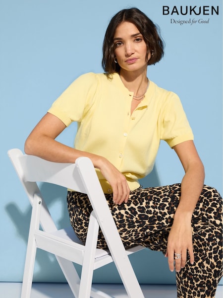 Baukjen Yellow Sasha 100% Organic Cotton Short Sleeve Cardigan (H18394) | £0