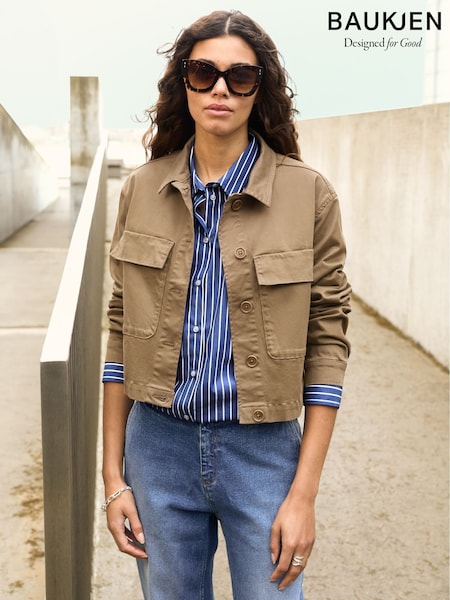Baukjen Green Nata Organic Cotton Cropped Jacket (H18400) | £0
