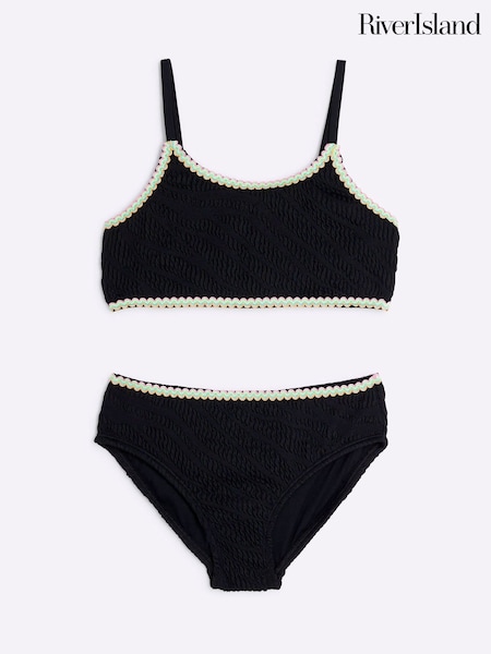 River Island Black Girls Zebra Textured Bikini (H18433) | £19