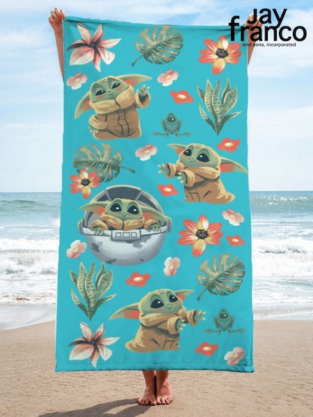 Jay Franco Blue Star Wars The Mandalorian Cotton Beach Towel (H18451) | £19