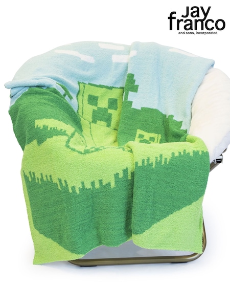 Jay Franco Blue Minecraft Creeper Fluffy Throw Blanket (H18468) | £35