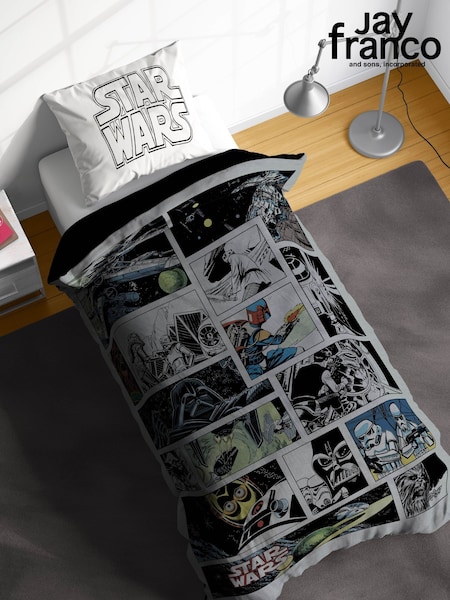 Jay Franco Black Star Wars Comic 100% Cotton Single Duvet Cover Set (H18472) | £33