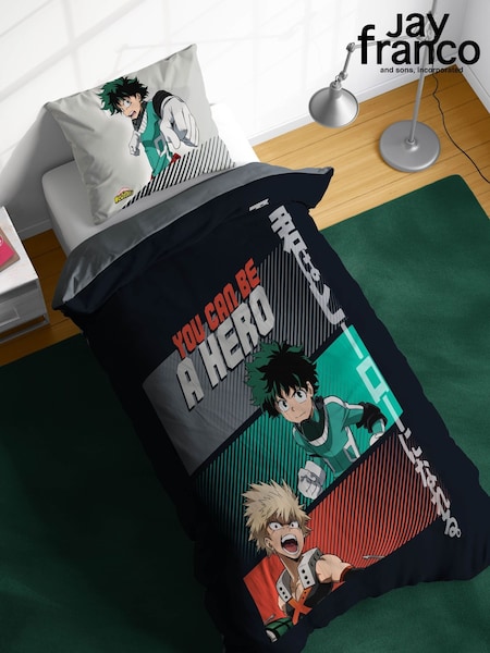 Jay Franco Black My Hero Academia 100 Cotton Single Duvet Cover Set (H18478) | £33