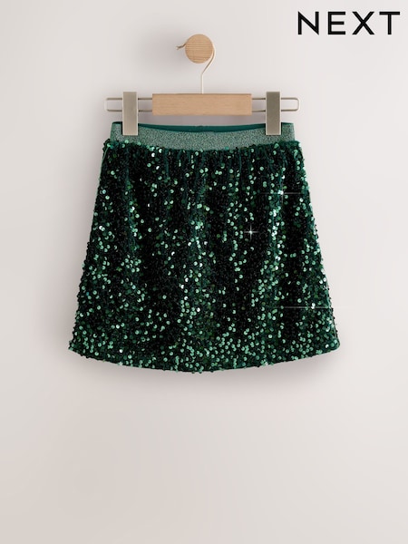 Green Velour Sequin Skirt (3-16yrs) (H18514) | £12 - £17