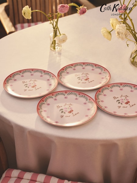 Cath Kidston Set of 4 Pink Cherry Melamine Side Plates (H18528) | £20