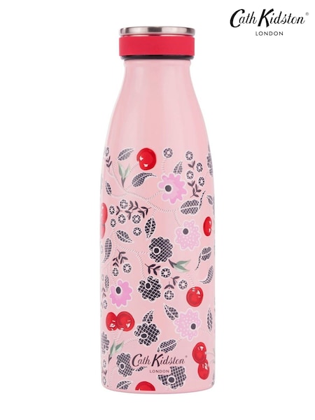 Cath Kidston Pink Cherry Stainless Steel Water Bottle 350ML (H18529) | £16