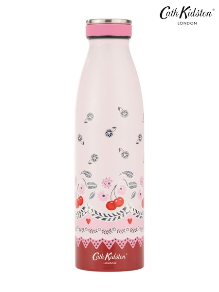 Cath Kidston Pink Cherry Stainless Steel Water Bottle 460ML (H18530) | £20