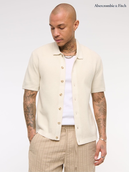 Abercrombie & Fitch 100% Cotton Knitted Button Through Polo Shirt (H18758) | £60