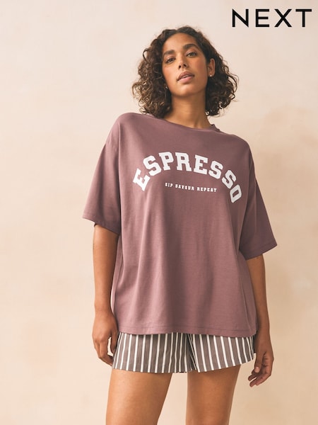 Brown Stripe Short Set Pyjamas (H18775) | £28