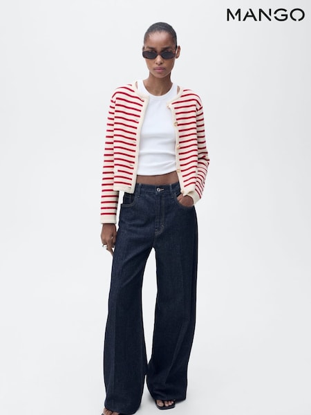 Mango Red Striped Knit Cardigan (H18783) | £36