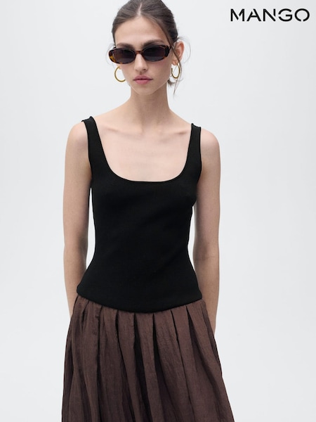 Mango Brown Pleated Combined Maxi Dress (H18799) | £62