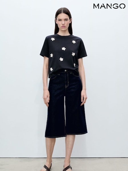 Mango Blue 100% Cotton Flora T-Shirt (H18804) | £20