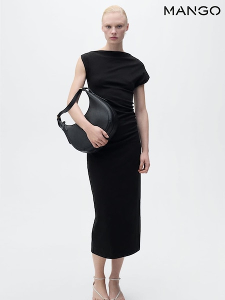 Mango Black Draped Maxi Dress (H18812) | £43