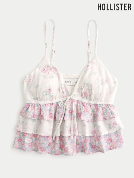Hollister Pink V-Neck Tiered Babydoll Cami top (H18825) | £28