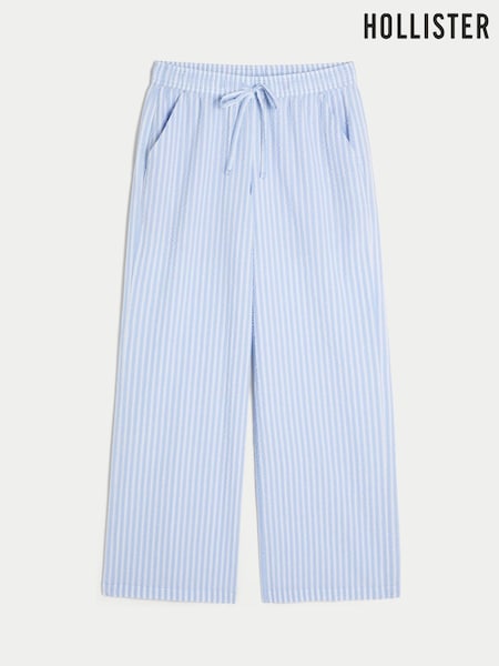 Hollister Blue Low Rise Seersucker Baggy Trousers (H18842) | £36