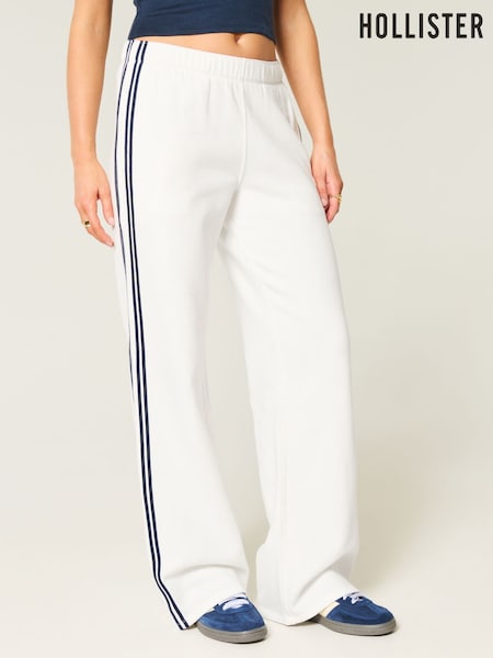 Hollister Low Rise Side Stripe Baggy White Joggers (H18843) | £36