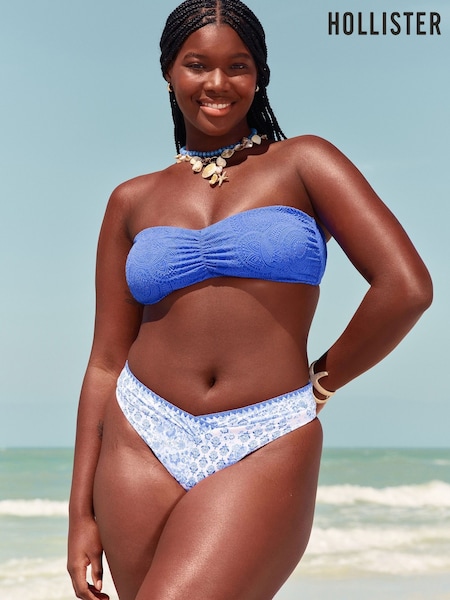 Hollister Blue Rib High Leg Bikini Bottoms (H18844) | £18