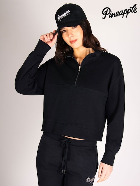 Pineapple Black Funnel Neck Half Zip Sweatshirt (H18880) | £38