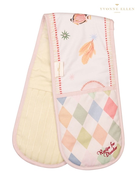 Yvonne Ellen White Harlequin Double Oven Glove (H18919) | £22
