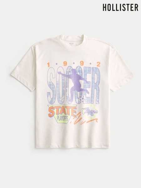 Hollister Boxy Cream T-Shirt (H18948) | £23