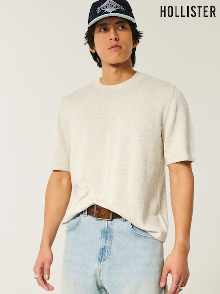 Hollister Cream Lightweight Knitted T-Shirt (H18960) | £26