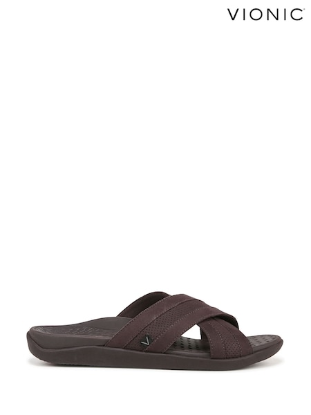 Vionic Regular Fit Tide Brown Sliders (H19038) | £90