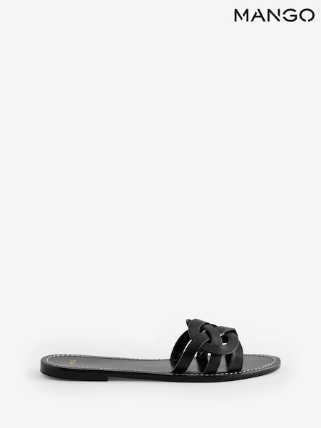 Mango Black Crossover Leather Sandals (H19063) | £36