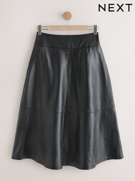 Black N. Premium Real Leather Skirt (H19072) | £180