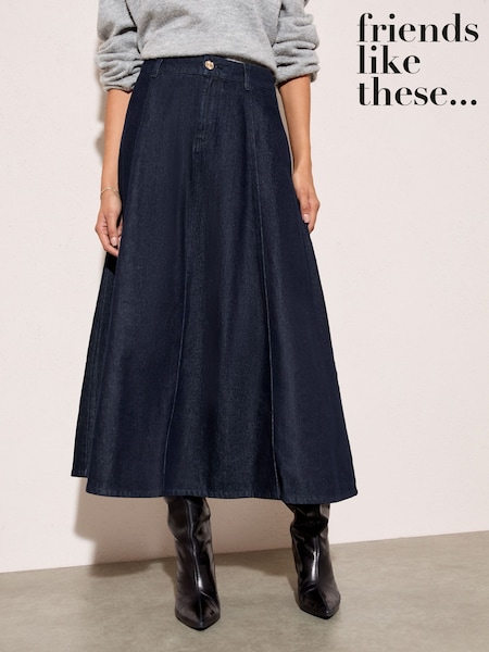 Friends Like These Rinse Wash Denim Seamed Midi Skirt (H19093) | £39