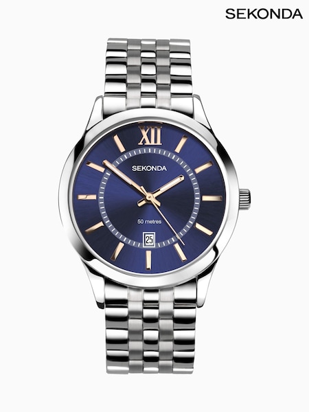 Sekonda Mens Green Classic Silver Stainless Steel Bracelet Watch (H19175) | £35