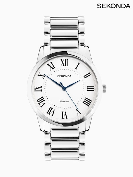 Sekonda Classic Mens 40mm Beaumont Watch in Silver with Silver Alloy Bracelet & White Dial (H19216) | £50