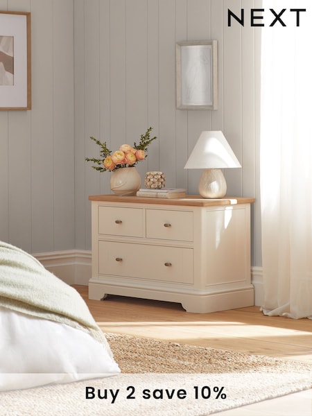 Stone Hampton Country Collection Luxe Painted Oak 3 Drawer Wide Bedside Table (H19244) | £0
