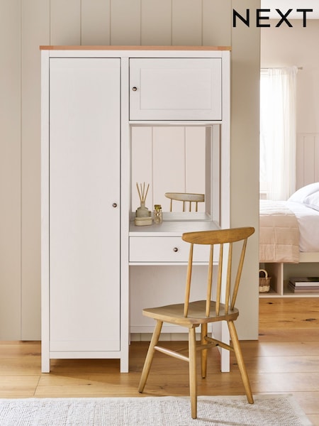 Chalk White Malvern Paint Effect Wardrobe with Vanity Unit and Mirror (H19253) | £675