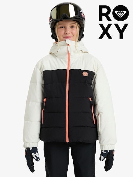 Roxy Black & White Snowyhill Puffy Technical Ski Jacket (H19297) | £90