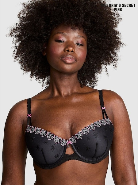 Victoria's Secret PINK Black Lightly Lined Spider Web Embroidery Bra (H19318) | £40
