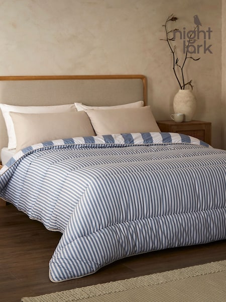 Night Lark Reversible Herringbone Blue 10.5 Tog Coverless Duvet and Pillowcase Set (H19365) | £65 - £95