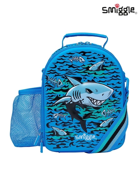 Smiggle Blue Curious Hardtop Level Curve Lunchbox With Strap (H19418) | £22