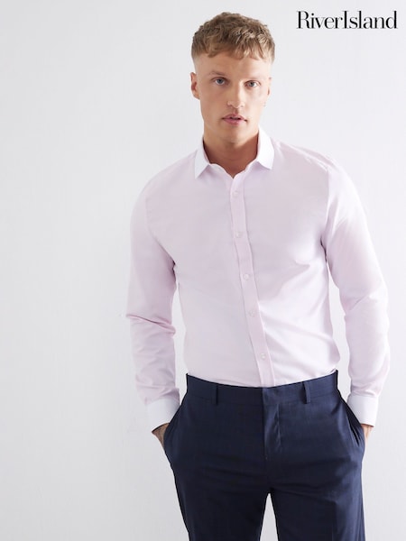 River Island Pink Stripe Contrast Peacock Shirt (H19457) | £40