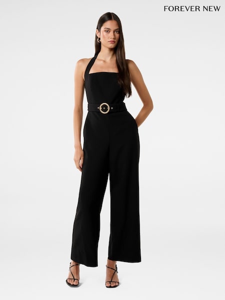 Forever New Black Remmie Halter Neck Jumpsuit (H19586) | £120