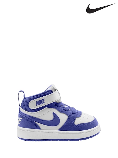Nike White/Deep Night Blue Toddler Court Borough Mid Trainers (H19659) | £38