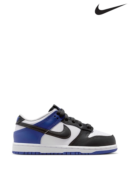 Nike White/Blue Grey Junior Dunk Low Shoes (H19660) | £55